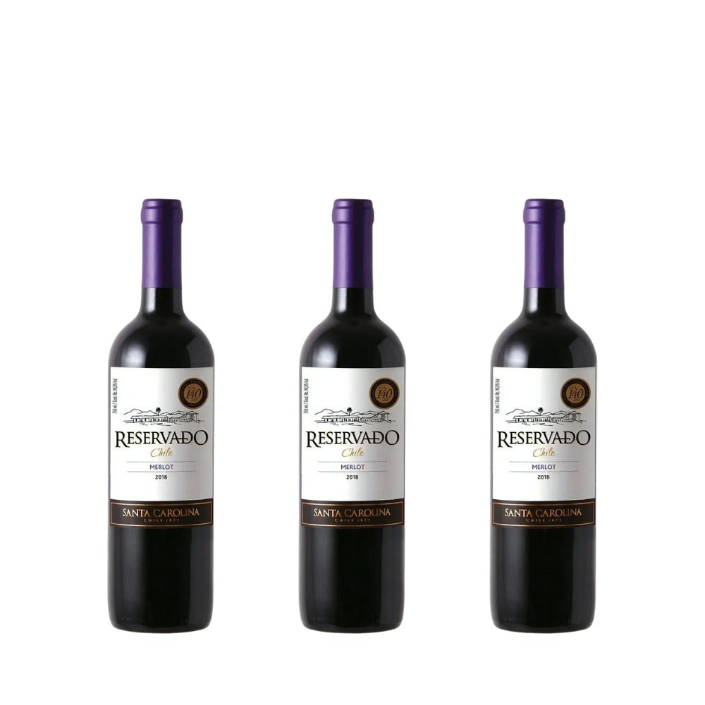 VINO TINTO SANTA CAROLINA RESERVADO MERLOT 750 ML (3 PIEZAS)
