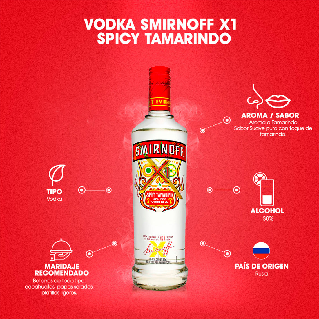 VODKA SMIRNOFF TAMARINDO 1000 ml