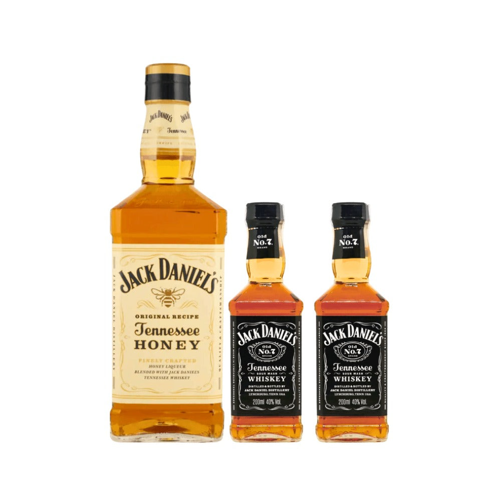 WHISKEY JACK DANIELS HONEY 700 ML+2 BOT JACK DANIELS 200 ML