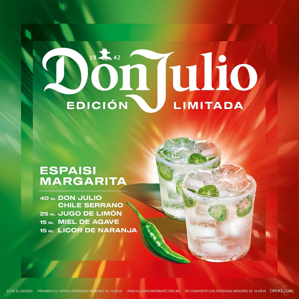 TEQUILA DON JULIO 70 CHILE SERRANO 700 ML