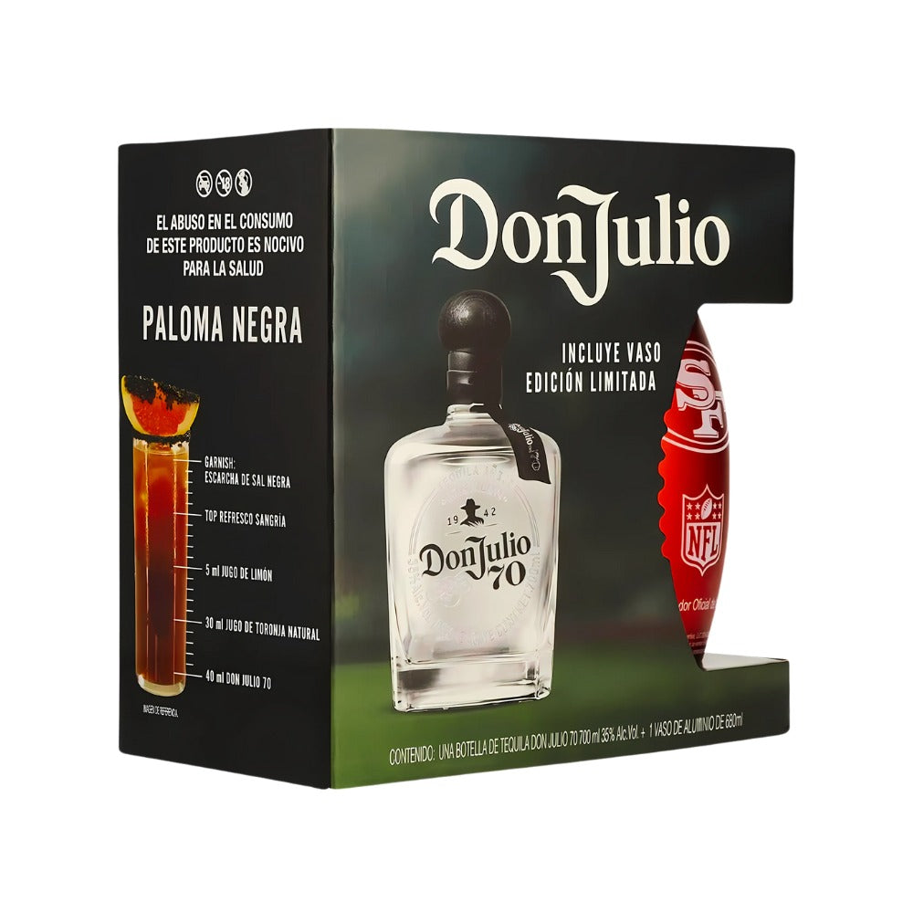 TEQUILA DON JULIO 70 700 ML+ VASO NFL (SAN FRANCISCO 49ERS)