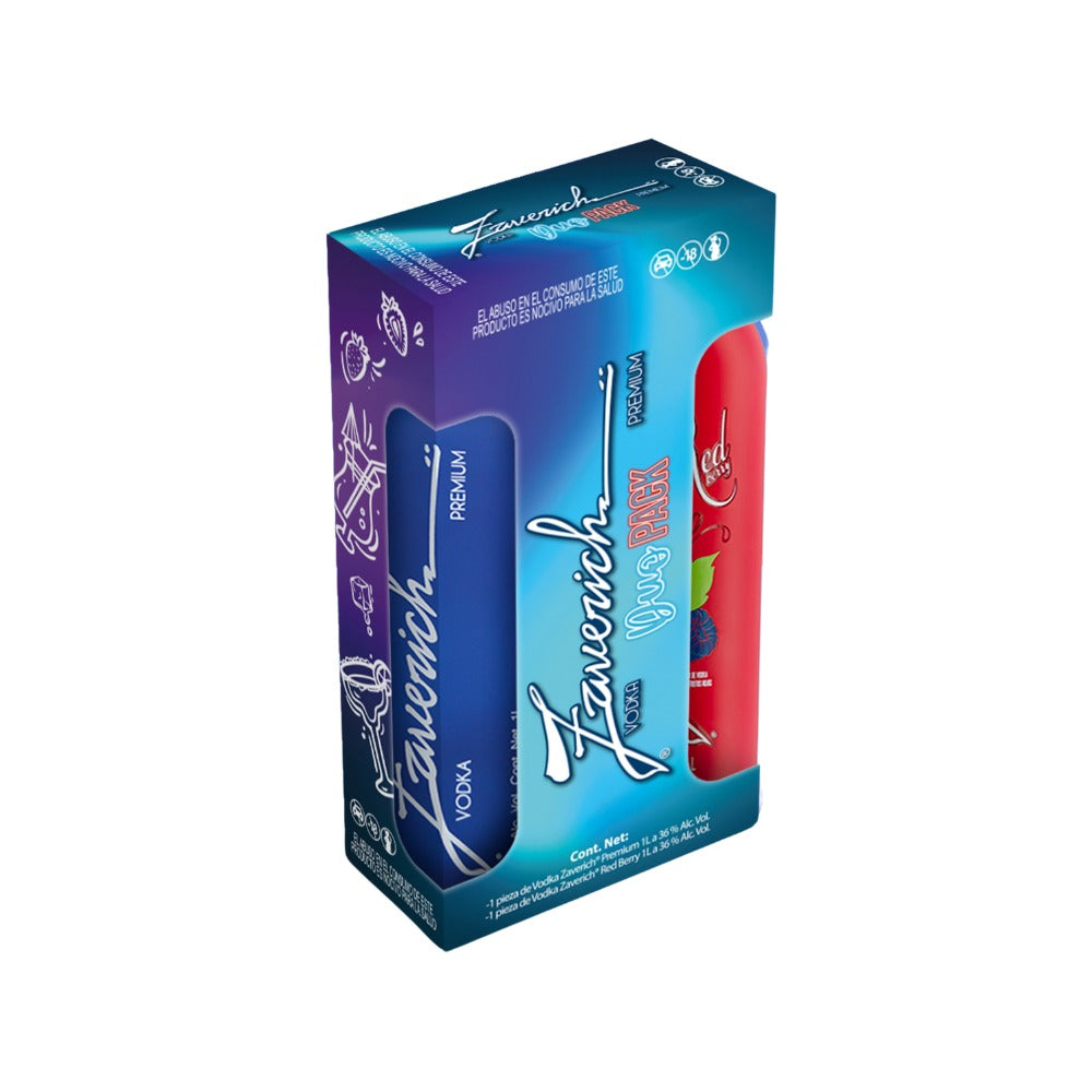VODKA ZAVERICH DUO PACK RED BERRY/PREMIUM 1000 ML