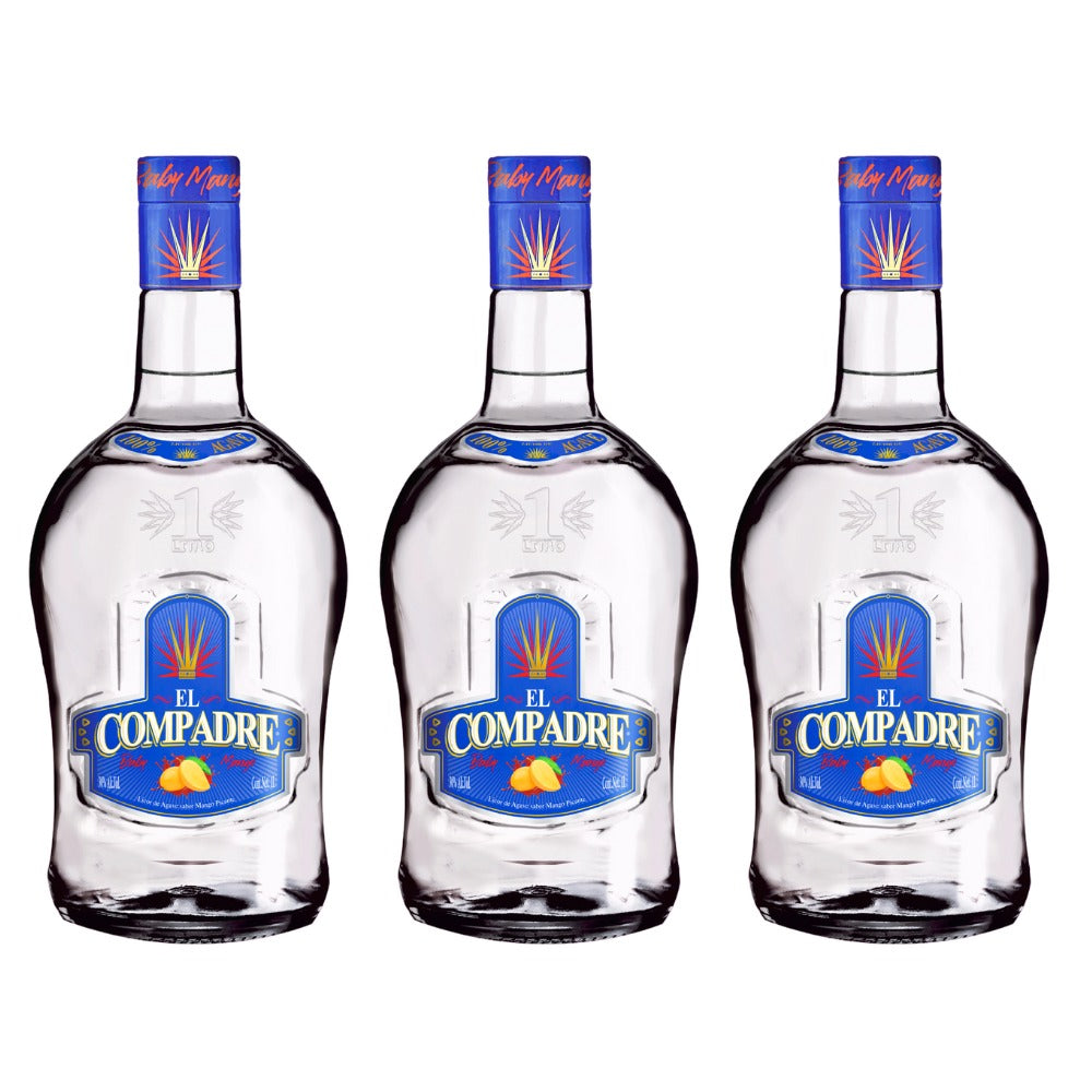 LICOR DE AGAVE EL COMPADRE BABY MANGO 1000 ML (3 PIEZAS)