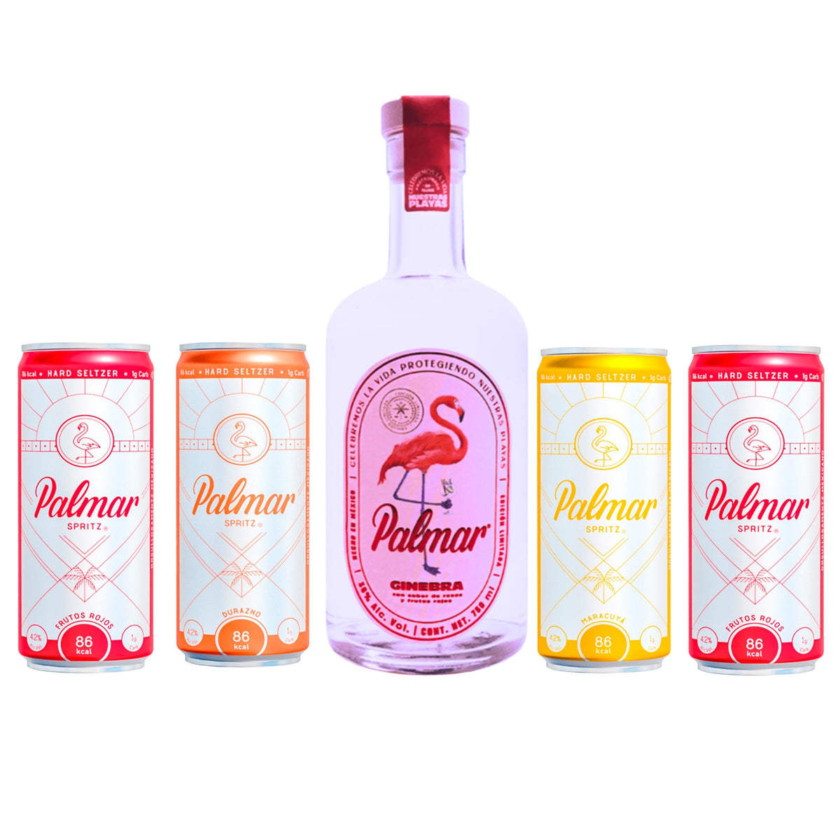 GINEBRA PALMAR ROSAS Y FRUTOS ROJOS 750 ML (GORRA Y 6 LATAS DE REGALO)