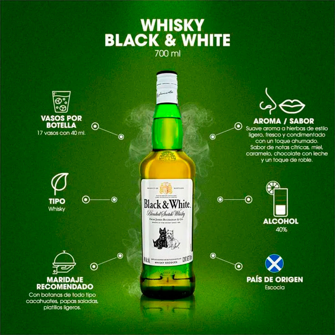 WHISKY BLACK AND WHITE 700 ml