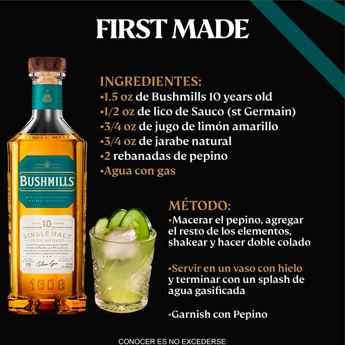 WHISKY BUSHMILLS SINGLE MALT 10 AÑOS 750 ml