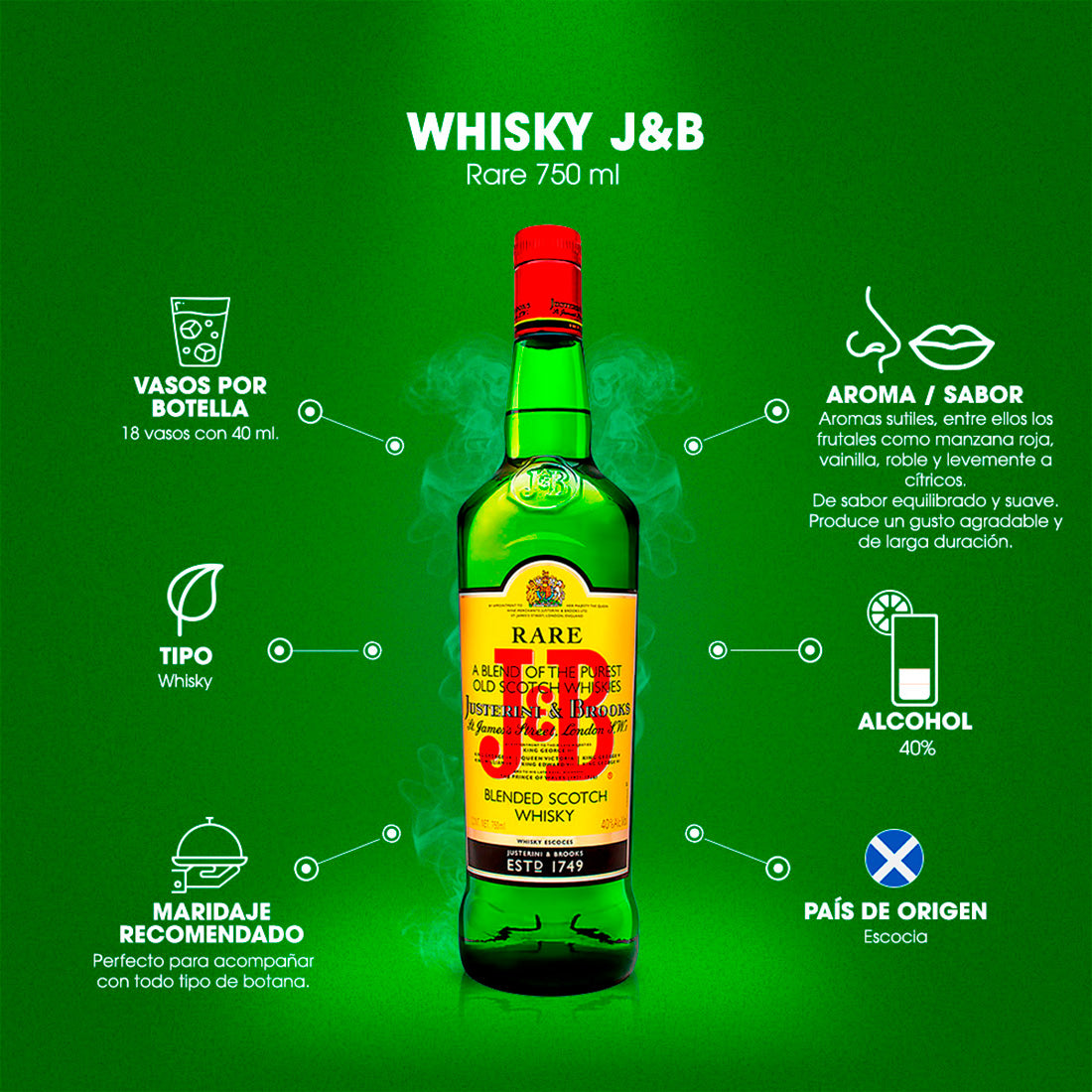 WHISKY J&B de 750 ml