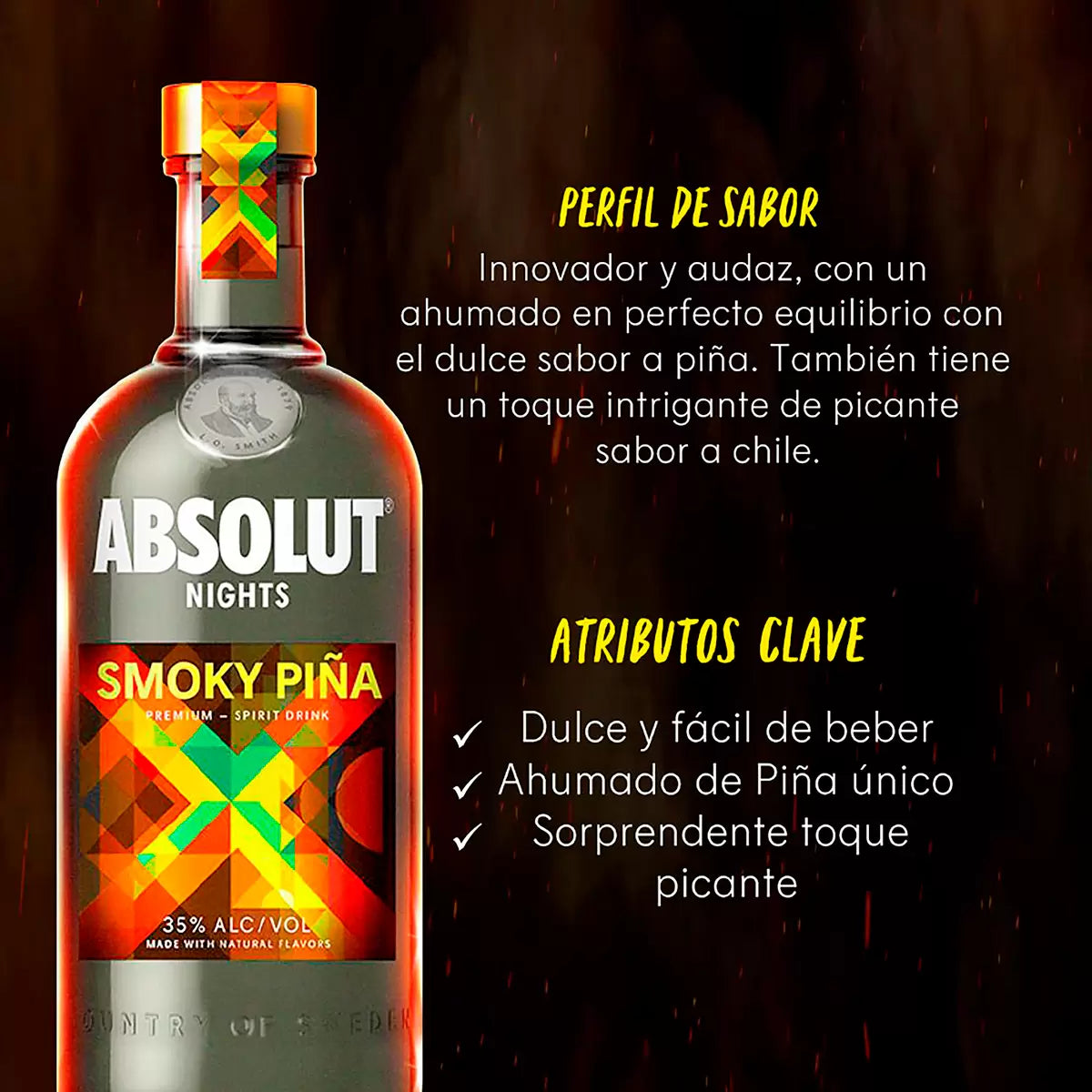 VODKA ABSOLUT SMOKY PIÑA 700 ML