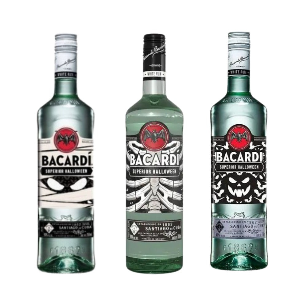 RON BACARDI BLANCO EDICIÓN HALLOWEEN COMBO 3 BOTELLAS