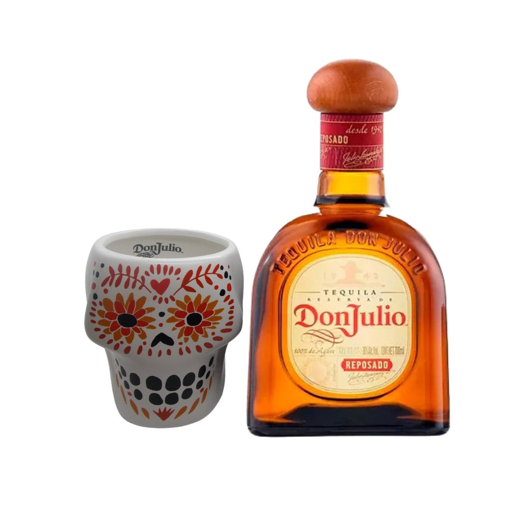 TEQUILA DON JULIO REPOSADO 700 ML + VASO CALAVERA