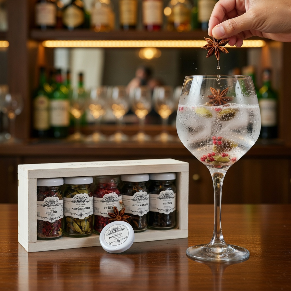 SALES DE COCTELERÍA - CAJA MADERA (5 FRASCOS)