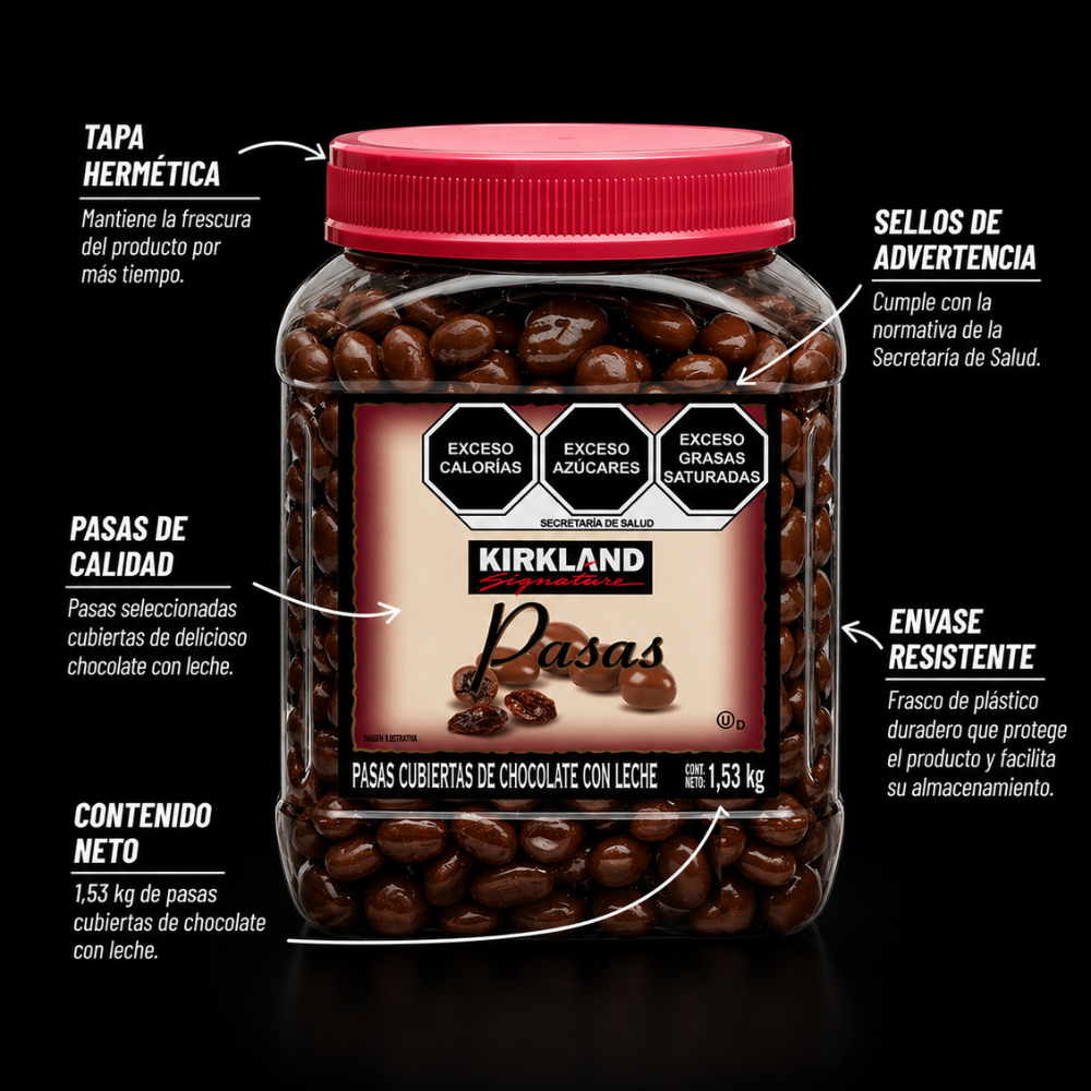 PASAS CUBIERTAS CON CHOCOLATE KIRKLAND SIGNATURE 1.53 KG