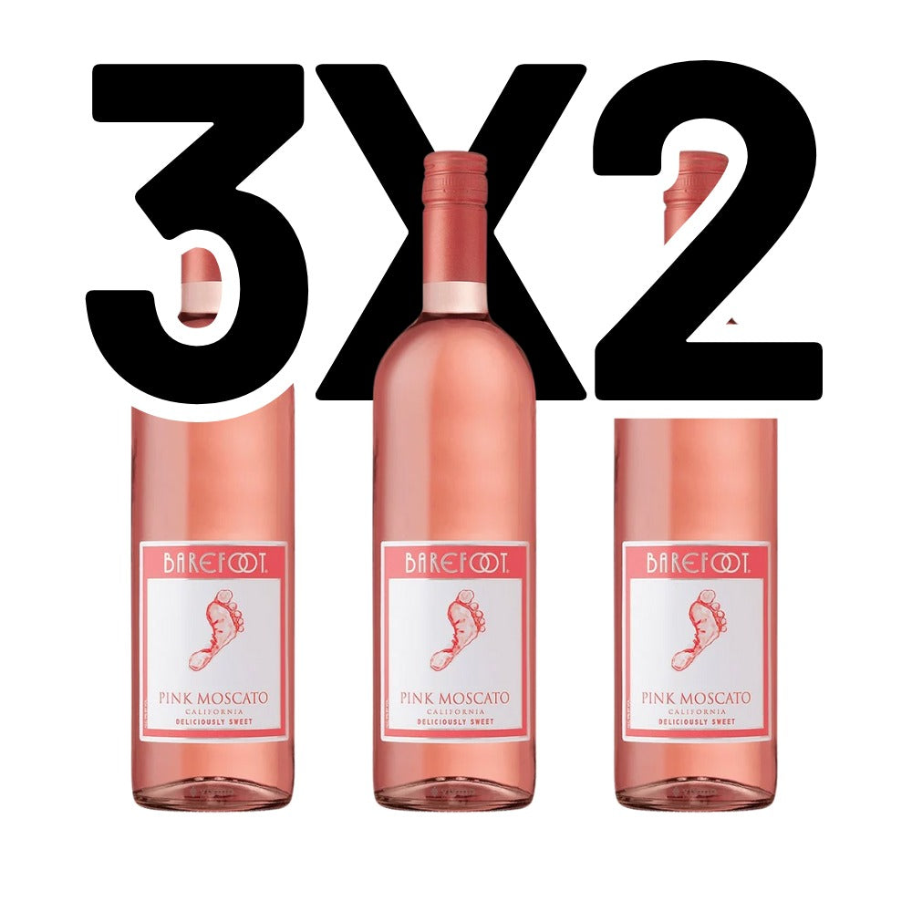 3X2 VINO BAREFOOT PINK MOSCATO 750 ML