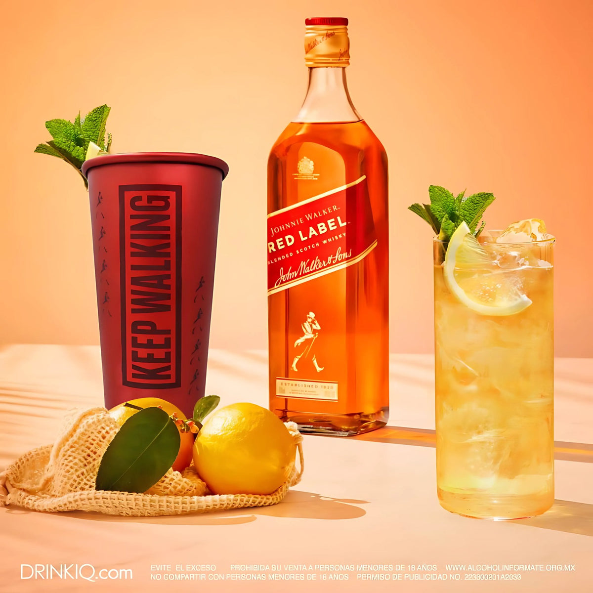 WHISKY J.W. RED LABEL 700 ML + VASO ROJO TERMOSENSIBLE