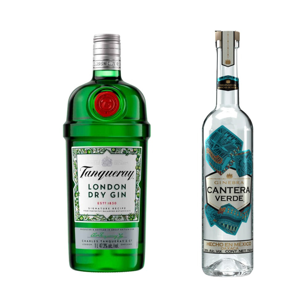 GINEBRA TANQUERAY LONDON 750 ML + GINEBRA CANTERA VERDE 750 ML